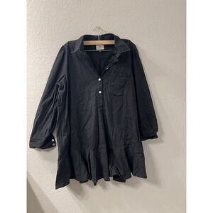 Tuckernuck Women's Black Callahan Shirt Dress Ruffle Hem‎ Swing Style sz XL